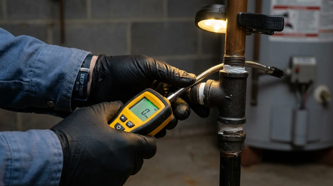 Gas leak detection with electronic sniffer by Johns Plumbing LLC in Johnson Creek