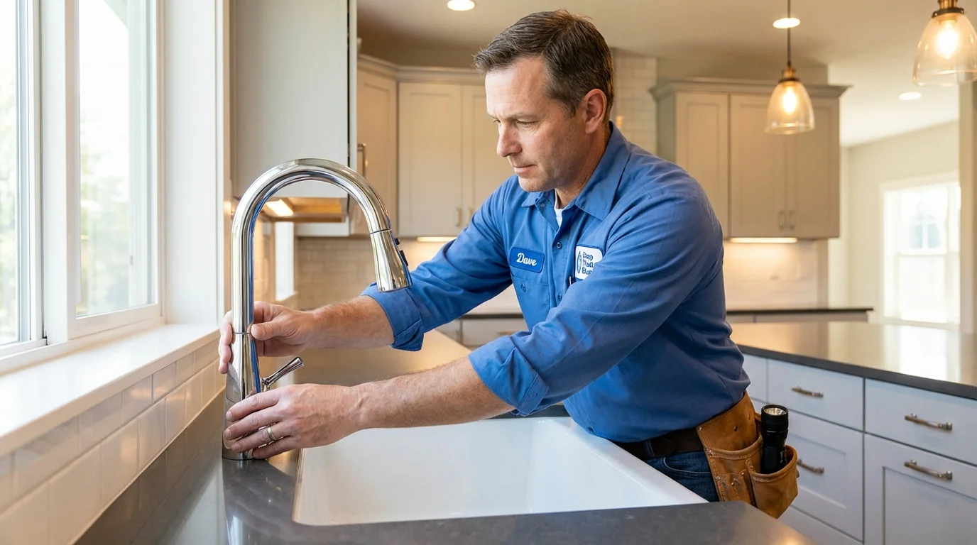 Kitchen faucet installation by Johns Plumbing LLC in Johnson Creek