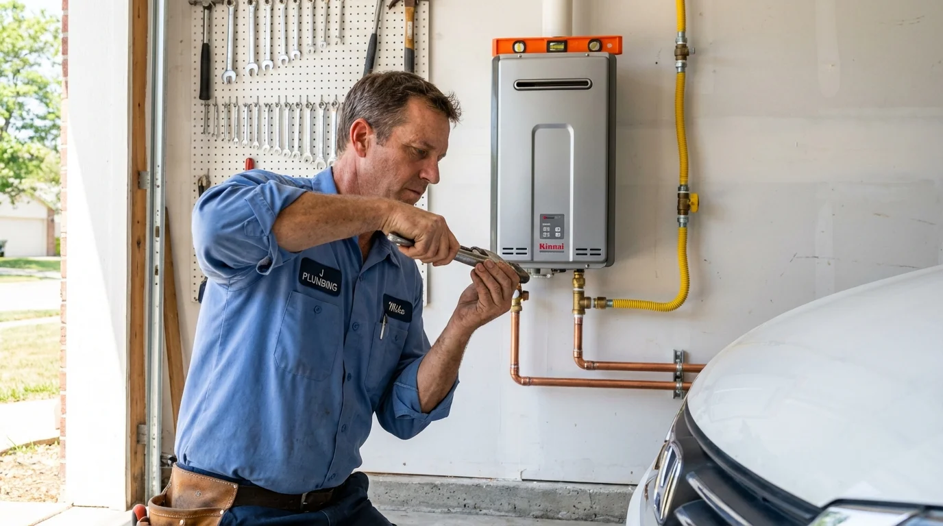 Tankless water heater installation by a Johns Plumbing LLC plumber in Johnson Creek